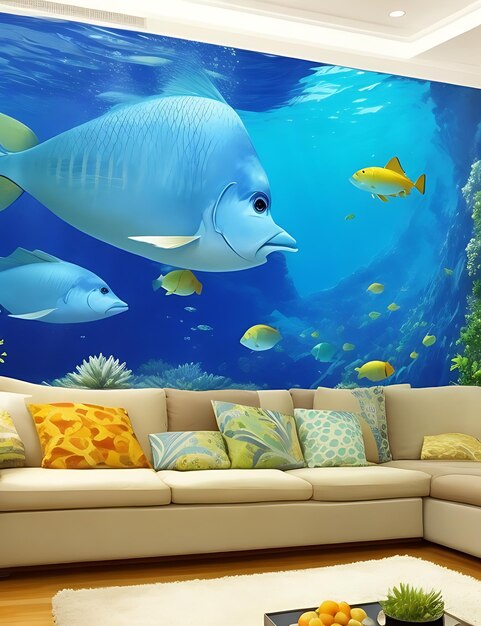 Modern 3D Fish Wall Paintings