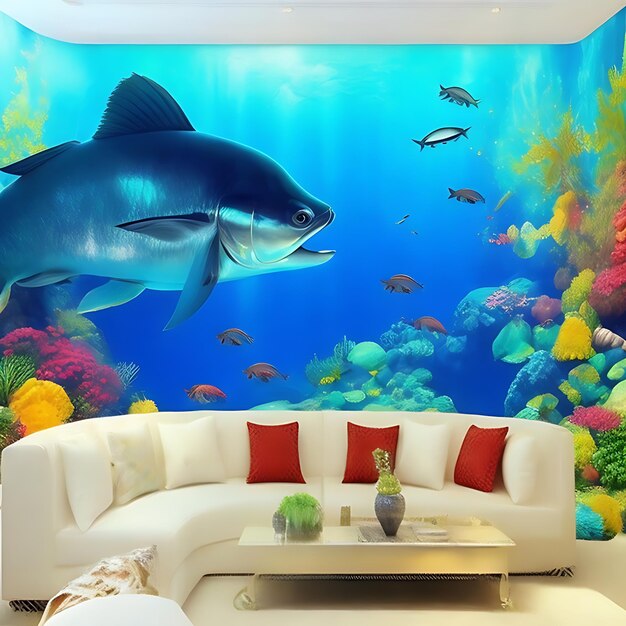 Modern 3D Fish Wall Paintings