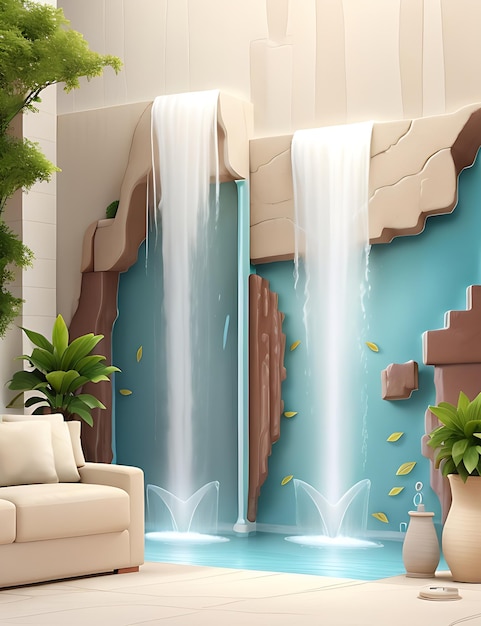 Modern 3D Fountain Wall Paintings