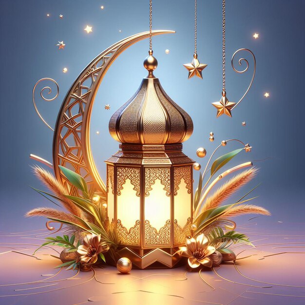 Modern 3d realistic Arabic Ramadan lantern