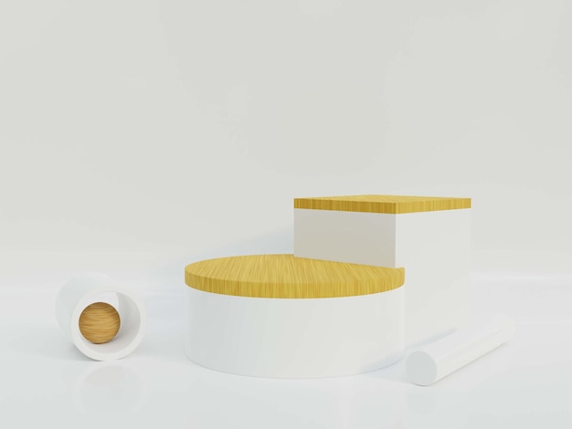 Scena moderna in legno di podio bianco 3d per la visualizzazione del prodotto