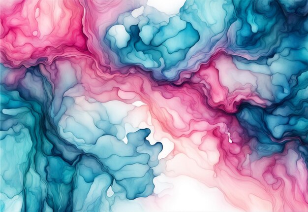 Современный абстрактный фон синий и розовый спиртовые чернила Генеративный ИИ