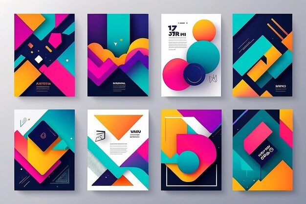 Modern abstract covers set minimal covers design Colorful geometric background vector