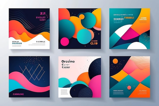 Modern abstract covers set minimal covers design Colorful geometric background vector