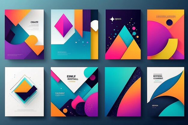 Modern abstract covers set minimal covers design Colorful geometric background vector