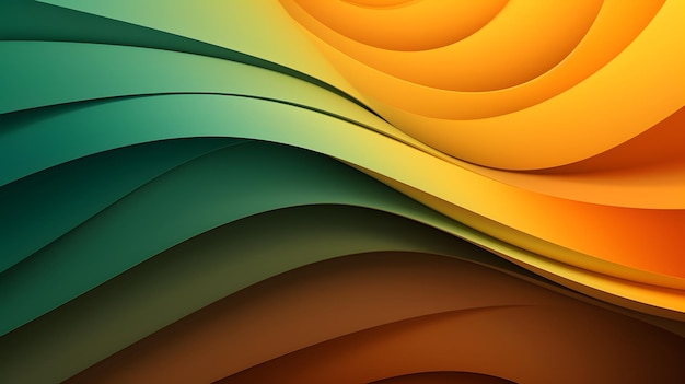 モダンな抽象的な曲線の背景の壁紙 中性的なオレンジ色 黄色緑色