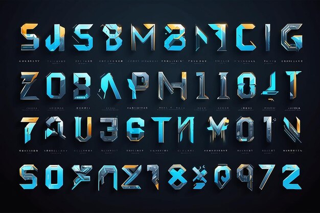 Moderno abstract font alfabetico digitale tipografia tecnologica minima tipografia creativa sport urbano moda font futuristico e con numeri