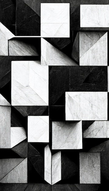 粒子の粗い紙のテクスチャデジタルアートと黒と白の背景のモダンな抽象的なダイナミックな形