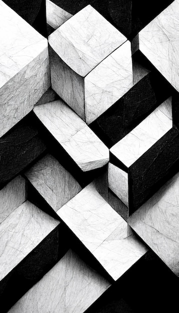 Modern abstract dynamic shapes black and white background with grainy paper texture Digital art