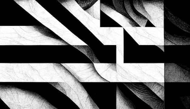 Modern abstract dynamic shapes black and white background with grainy paper texture Digital art