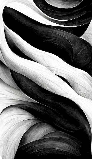 Photo modern abstract dynamic shapes black and white background with grainy paper texture digital art