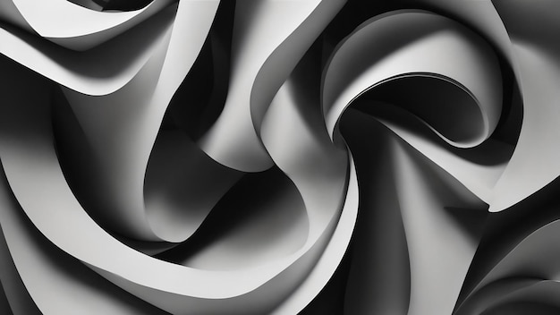 Photo modern abstract dynamic shapes black and white background with grainy paper texture digital art