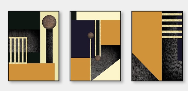 現代抽象ゴールド ライン正方形の背景装飾画