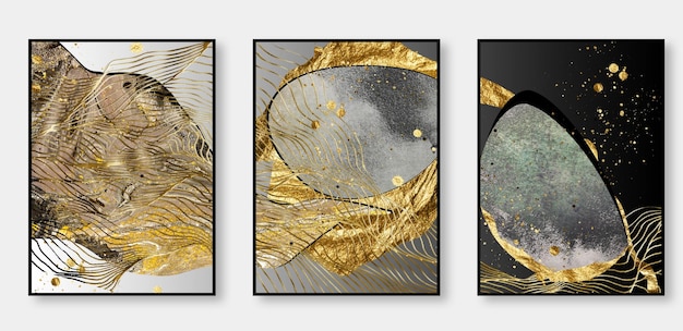 Modern abstract gold line square background decorative\
painting