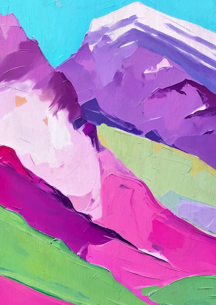 Modern abstract landschap berg schilderij