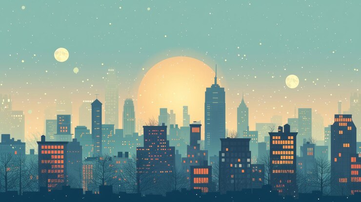 Photo modern abstract of minimalistic cityscape with twilight sky background aig