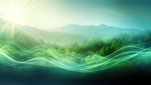 Modern Abstract Nature Background with abstract nature waves and ethereal light effects
