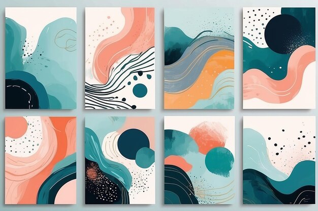 Photo modern abstract set handpainted illustrations for versatile design delights