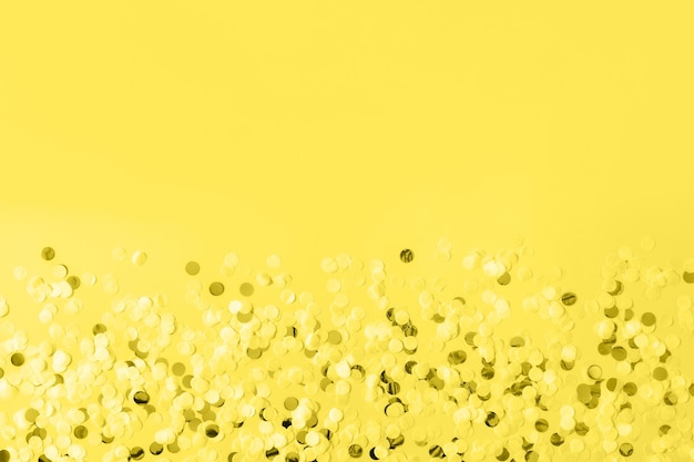 Modern abstract trendy yellow background with round confetti Great design for any purposes