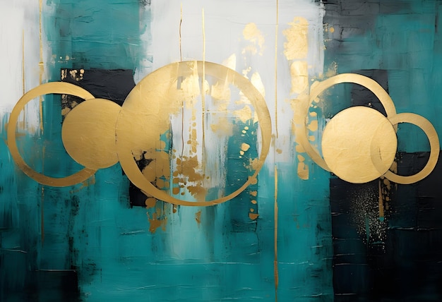 Modern Abstract wallpaper gold blue and green gilter abstract background painting