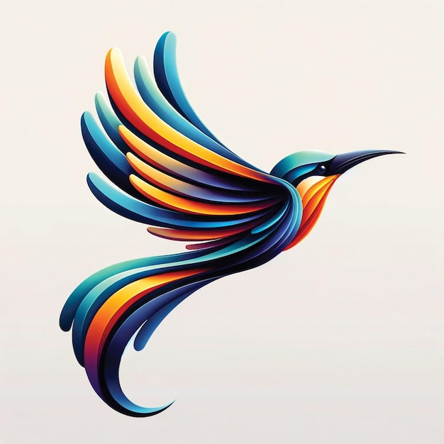 A modern abstractstyle bird in flight featuring a smooth flowing silhouette and a broad curved