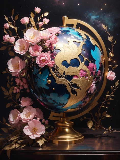 Современная акриловая картина глобуса