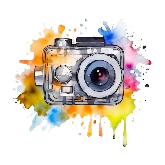 Modern action camera device square illustration