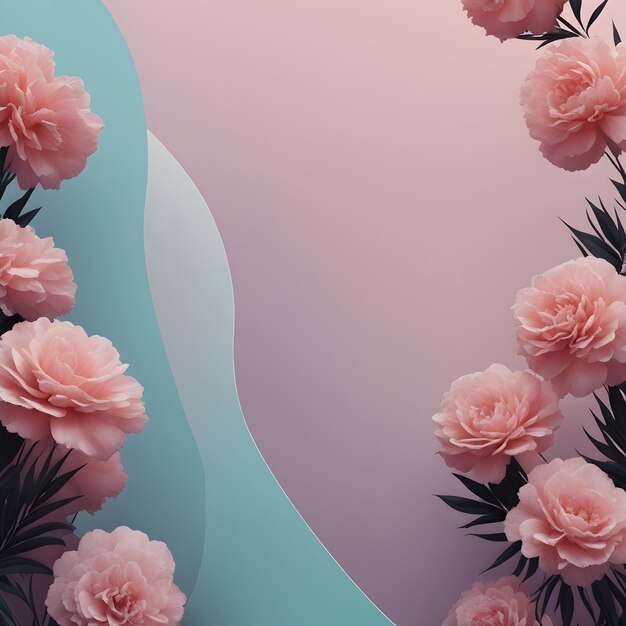 Photo modern aesthetic background with flowerpastel pinkblue ai generative