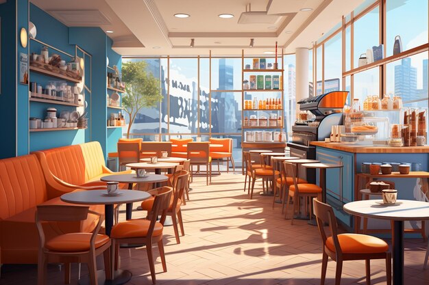 Photo modern aesthetic cafe room interior design created with generative ai