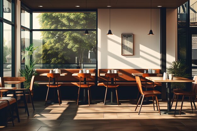 Photo modern aesthetic cafe room interior design created with generative ai