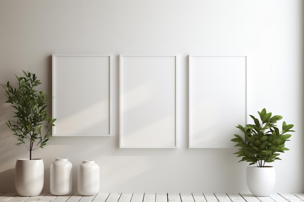 Modern Aesthetic Interior Design with Small Blank Poster Created with Generative AI