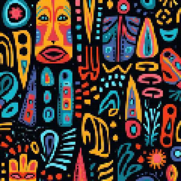 modern African patterned abstract pixel art background