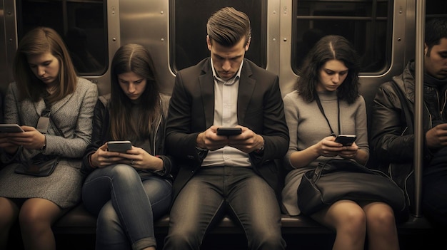 Foto persone moderne che invecchiano sui telefoni