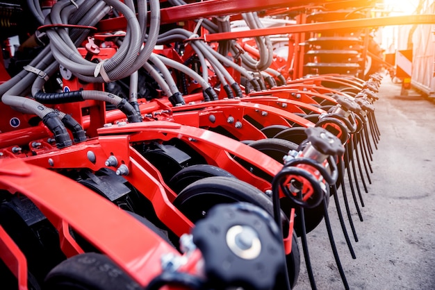 Modern agricultural machinery and equipment.