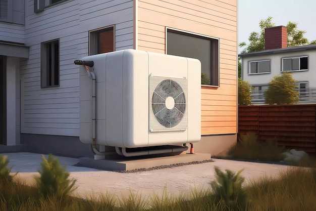 Photo modern air heat pump system generative ai design