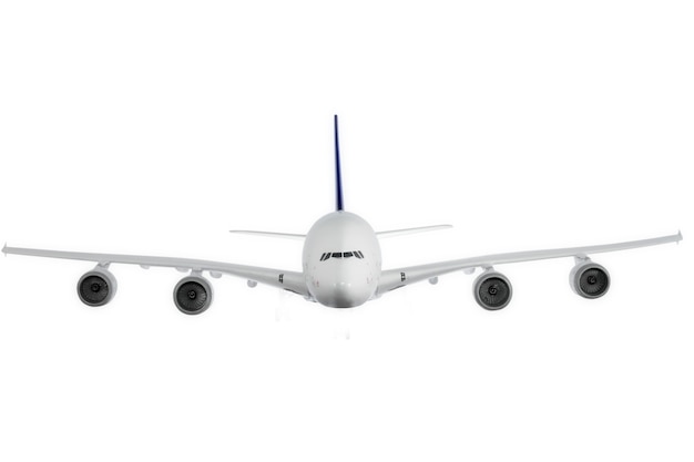 Foto aereo moderno isolato su sfondo bianco.
