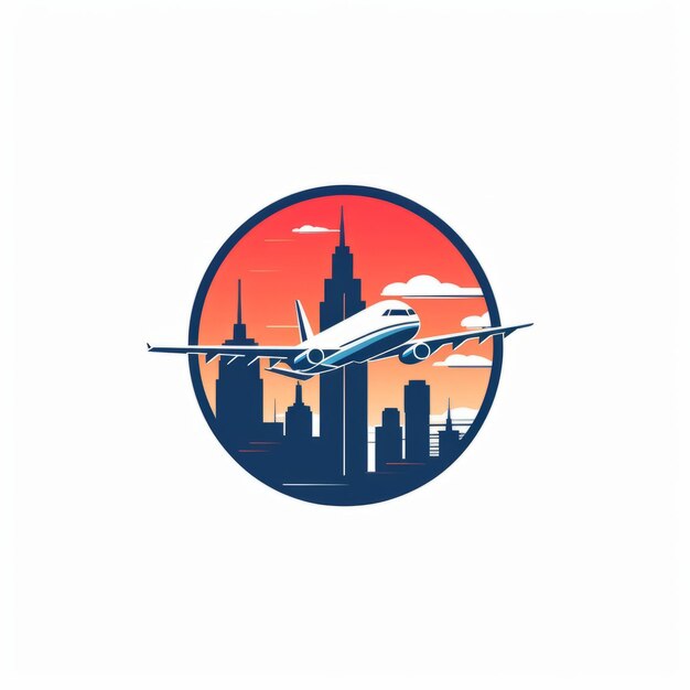 Photo modern airplane logo design in vector style for new york city