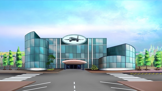 Modern airport building illustration