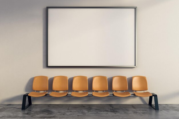 Modern airport interior with empty poster