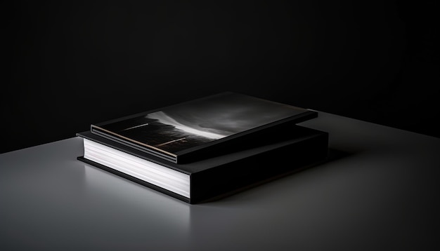 Modern Album Cover Design with Deluxe Photo book on a table