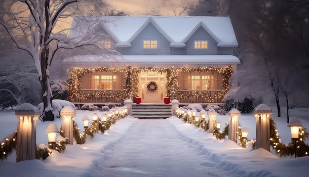 大晦日やクリスマスのモダンなアメリカの家