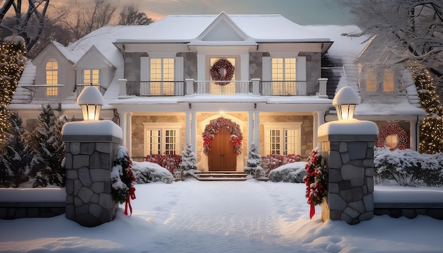 A modern American home on New Year's Eve or Christmas
