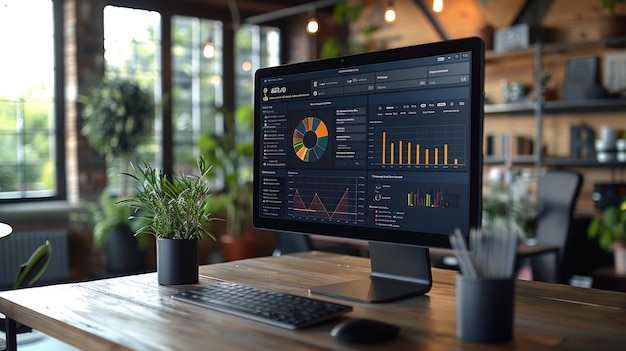 Modern analytics display on computer monitors