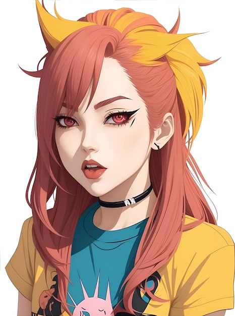 Modern Anime Character With Vibrant Color of Cyberpunk Style