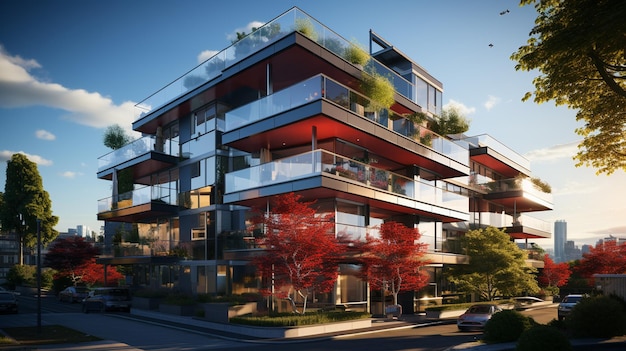 현대 아파트 건물 직면 부동산 외관