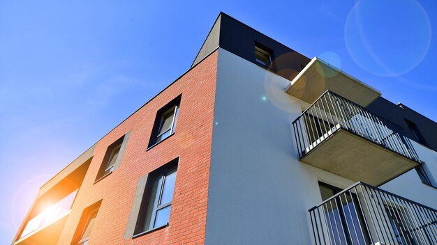 Modern apartment building in a residential area of a city