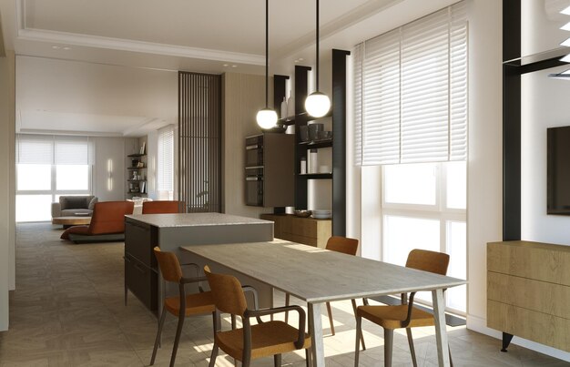 modern apartment interior, 3D illustration