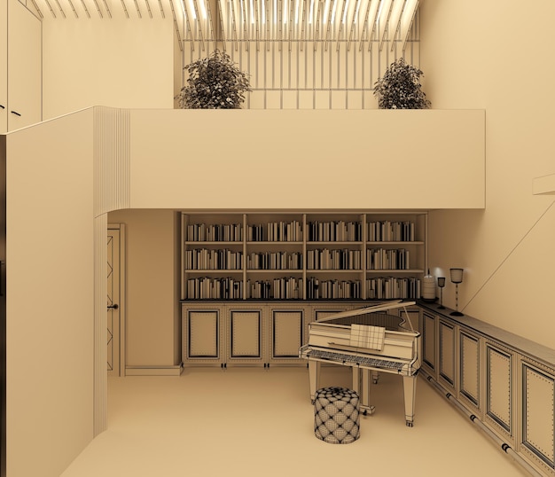 Interni moderni dell'appartamento, illustrazione 3d