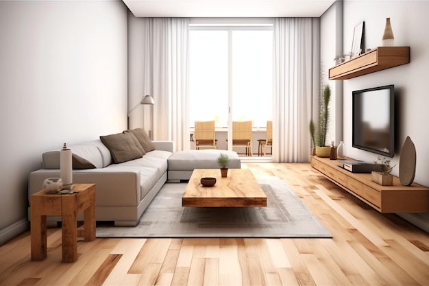Современный интерьер квартиры в дизайне гостиной или спальни с рабочим столом Роскошный дом в скандинавском стиле
