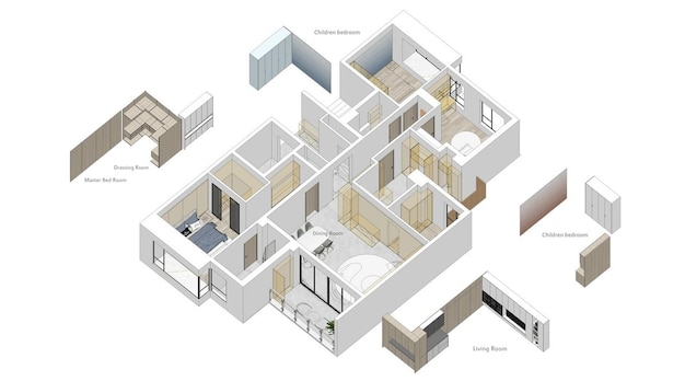 modern apartment isometric floor plan
